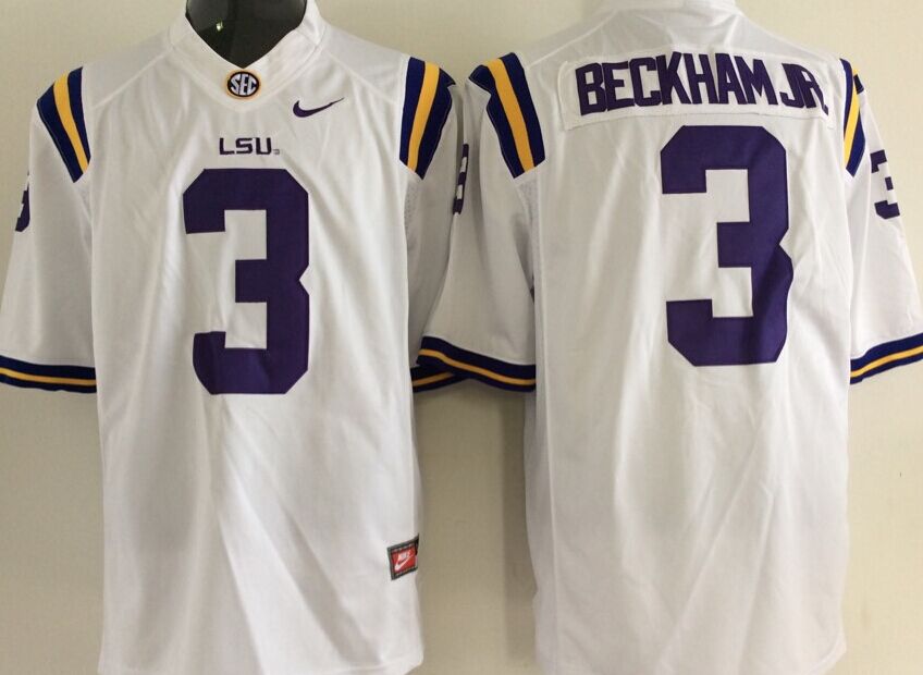 Men's LSU Tigers Odell Beckham #3 White Jersey